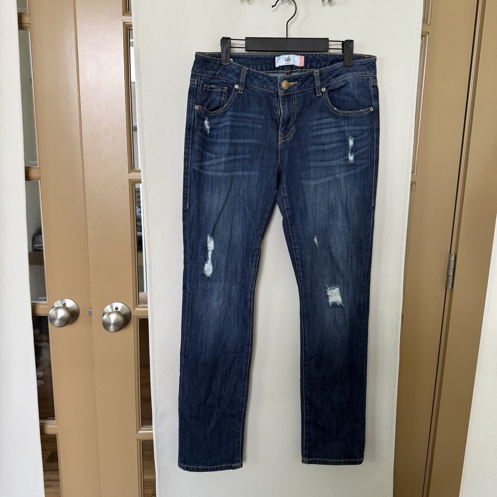 Cabi Womens 8‎ Blue Medium Wash Mid Rise Slim Boyfriend Style# 3045 Jeans Denim